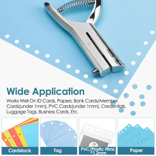 Vista 2 de MROCO Perforadora de un solo agujero de 1/4", Perforadora manual para manualidades y papel, perforadora resistente para tarjetas de papel, plástico