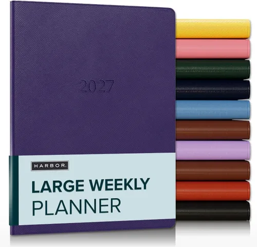 Vista 89 de Harbor Agenda semanal y mensual grande 2025-2026 – Agenda con calendario y cuaderno, piel sintética duradera, 192 páginas, tapa blanda