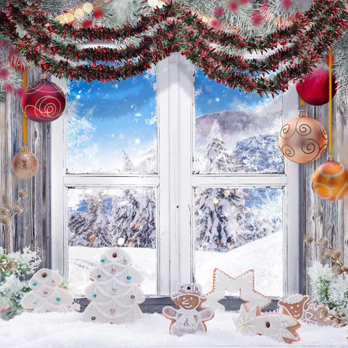 Vista 7 de BBTO 6 guirnaldas de oropel de Navidad de 39.4 pies para decoración de árbol de Navidad, corona de oropel con purpurina metálica gruesa para hogar
