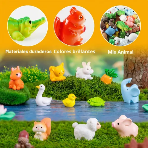 Vista 3 de Prudiut 60 piezas de mini figuras de animales de resina, 60 estilos para Animales multicolores