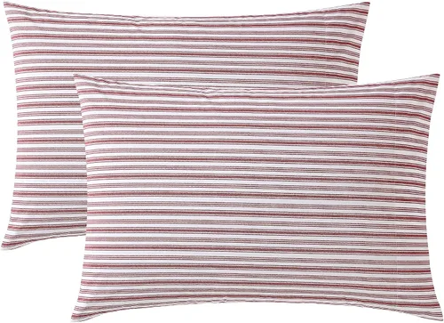 Vista 8 de Nautica - Juego de fundas de almohada estándar, ropa de cama de percal de algodón, decoración casual para el hogar (Beaux Stripe Blue, 2 piezas)