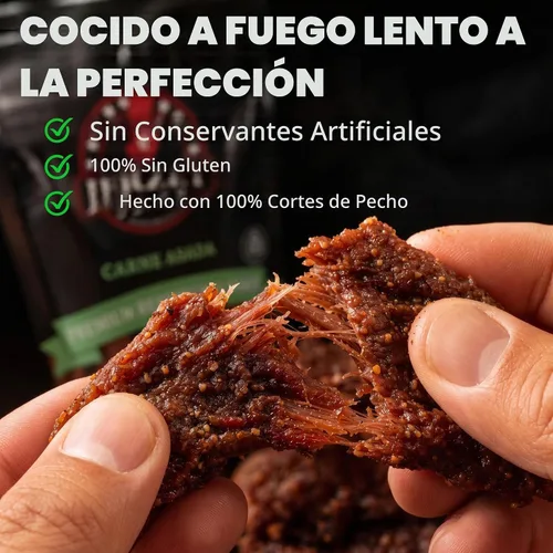Vista 5 de Jerzey Jerky Brisket Jerky - Beef Snacks, Carne Asada 1-Pack, 2.5oz