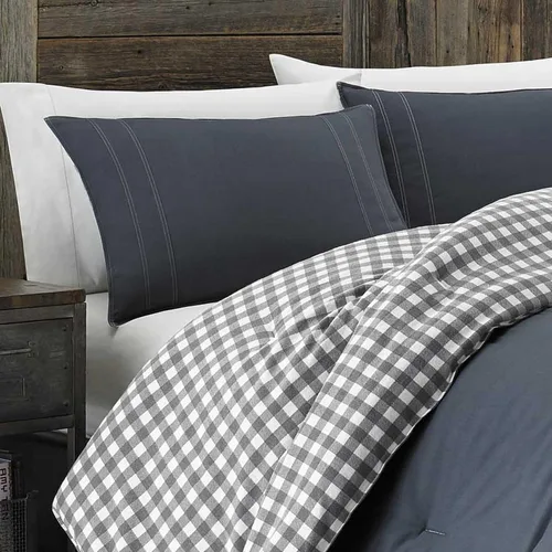 Vista 4 de Eddie Bauer - Juego de funda de edredón individual, ropa de cama reversible de algodón con funda a juego, elegante y lujoso juego de ropa de cama