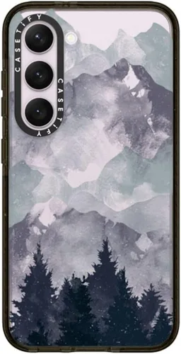 Vista 206 de CASETiFY Funda de impacto para Galaxy S22+ - Adhesivo Aries Moross, color negro transparente