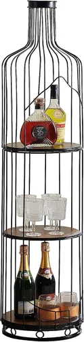 Vista 8 de Kings Brand Furniture - Soporte alto en forma de botella de vino con estante, soporte independiente para estante de vino de piso, organizador