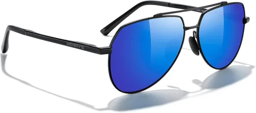 Vista 5 de MERRY'S Lentes de sol clásicos Pilot para hombres y mujeres, lentes de sol polarizados para conducción con lentes espejados, protección UV 400
