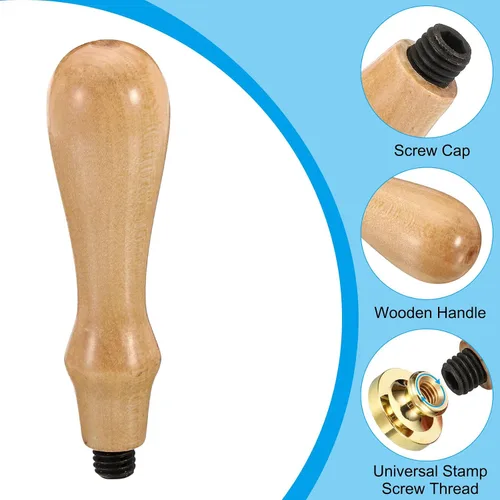 Vista 3 de PATIKIL Mango de sello de cera solamente, mango de madera de repuesto para sello de invitación de boda, tarjeta de invitación de boda, estilo sobre