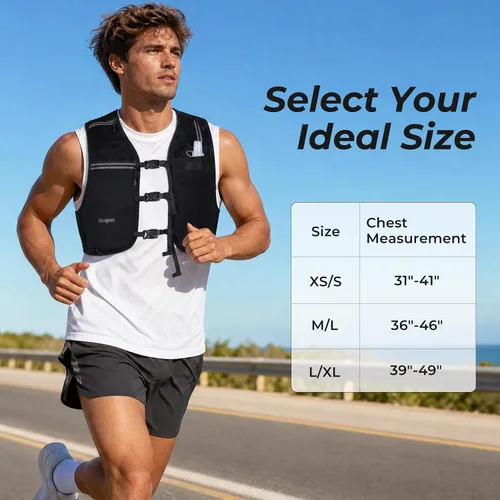 Vista 4 de Running Vest for Women & Men with 500ML Soft Flask Hydration Vest Negro