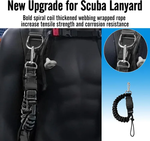 Vista 3 de Buceo Spring Clip Lanyard Anti-perdida Lanyard con hebilla de liberación rápida para deportes al aire libre