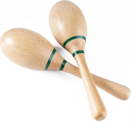 Vista 8 de Maracas de percusión par de agitadores sonajeros martillo de arena instrumento de percusión con carcasas de plástico ABS y mangos de madera