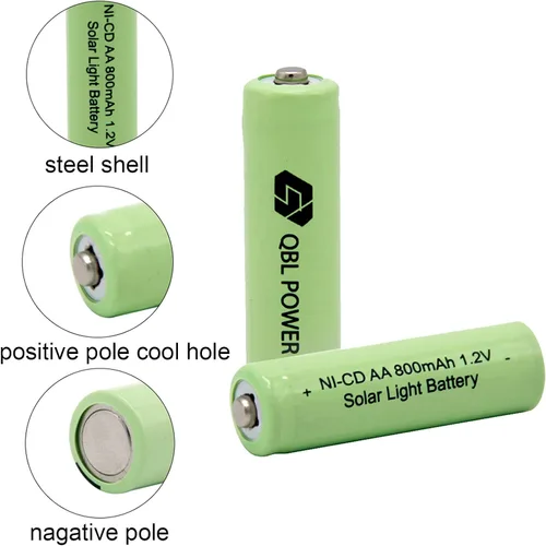 Vista 10 de QBLPOWER Ni-CD AA 800mAh 1.2V batería recargable para luces solares al aire libre lámpara jardín patio césped (8 piezas)