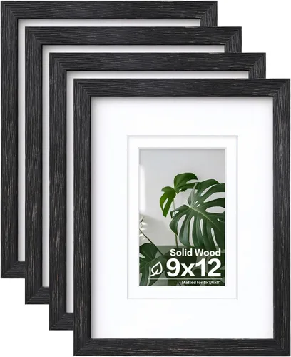 Vista 34 de Egofine - Juego de 4 portarretratos A4 de madera maciza y cubierta de plexiglás de 4 x 6/6 x 8 pulgadas con paspartú o A4 sin paspartú, para mesa