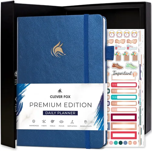 Vista 15 de Clever Fox Agenda Diaria, edición superior. - Planificador diario de lujo con horario por hora, organizador personal, diario de productividad