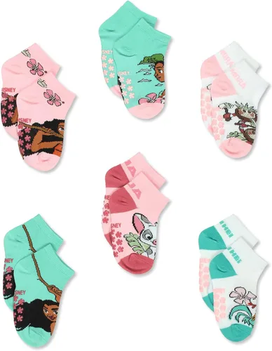 Vista 3 de Disney Princess Moana - Paquete de 6 calcetines estilo cuarto con pinzas para niñas pequeñas