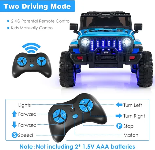 Vista 3 de OLAKIDS Camión de paseo para niños, vehículo eléctrico de 12 V con control remoto, automóvil para niños pequeños a batería con música, bocina, 3 Azul