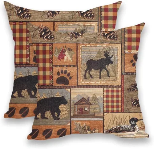 Vista 27 de Fundas de Almohada Antelope 16 x 16 Pulgadas Paquete de 2, Fundas de Almohadas Decorativas con Estampado de Piel de Animal de Lino para Exteriores
