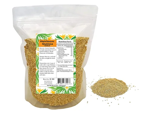 Vista 5 de Quinoa entera orgánica blanca dorada sin OMG sin gluten a granel (12 onzas)