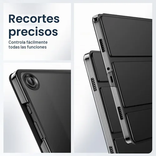 Vista 7 de JETech - Funda para Samsung Galaxy Tab A9 Plus de 11", color negro Diseño trasero translúcido delgado, soporte de tres pliegues, encendido