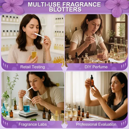 Vista 5 de 500 piezas de tiras para prueba de perfume, tiras de prueba de fragancia premium y multiusos, papel de muestra para prueba de aroma de perfume