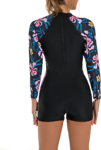 Vista 5 de Mujeres Cremallera Rash Guard Manga Larga Protección Solar Surf Rashguard Boyleg Traje de baño deportivo de una pieza Traje de baño acolchado