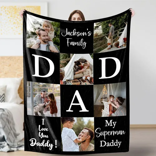 Vista 17 de Artsadd Manta personalizada con fotos, nombre, fotos personalizadas, regalos personalizados para adultos, mamá, papá, hija, bebé, mejor amigo