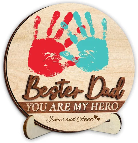 Vista 22 de Regalos personalizados de béisbol con texto en inglés «We Caught the Best Dad», regalos para el Día del Padre de parte del hijo, marco de madera