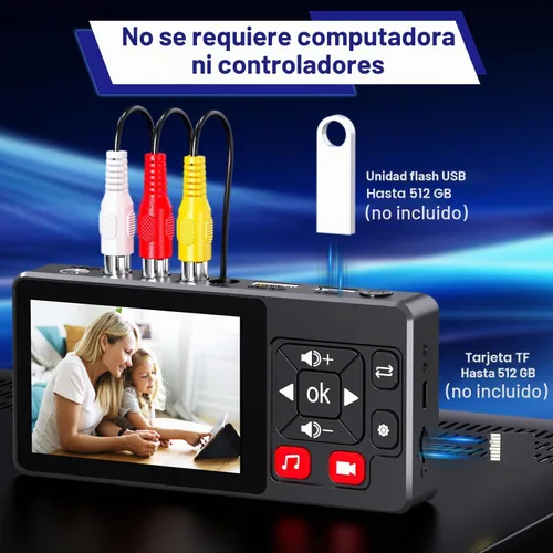 Vista 3 de Convertidor VHS a Digital 2.0, video HD a grabadora de convertidor digital con control remoto, convertir grabación de audio de video analógico