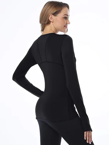 Vista 2 de CADMUS Camisa de manga larga para correr de secado rápido para mujer, camisas de entrenamiento