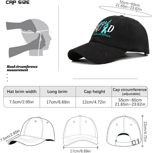 Vista 4 de Womens Ball Cap Sexual Assault Awareness Cancer Fitted Golf Hat for Women Hiking Cap Quick Dry Visor Hat