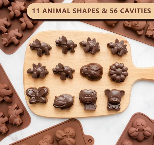 Vista 5 de WARM TIME Juego de 6 moldes de silicona para chocolate, moldes antiadherentes de grado alimenticio, moldes de cocina para chocolate, dulces