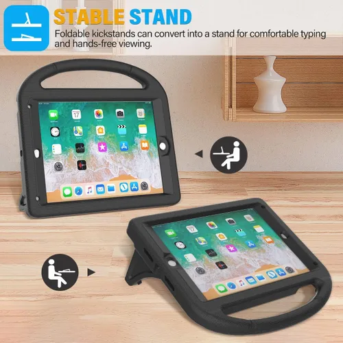 Vista 4 de SUPLIK Funda para niños para iPad 5ª/6ª Generación (9.7 pulgadas, 2017/2018), iPad Air 2/1 & Pro 9.7 con protector de pantalla, cubierta protectora