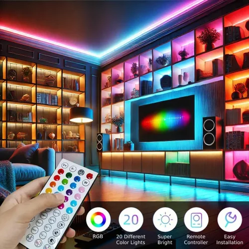 Vista 2 de ArtisLigth - Tira de luces LED de 50 pies, tira de luz RGB que cambia de color con aplicación y control remoto, sincronización de música, luces LED