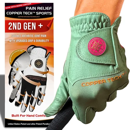 Vista 23 de Copper Tech Plus Ladies Golf Gloves Women (2nd Gen) Copper Compression Joint Support with Flexible & Comfortable Fit Tacky Silicone Pad