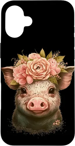 Vista 23 de Pig with Leopard Headband Flower Cute Pig Lover Case for iPhone 17