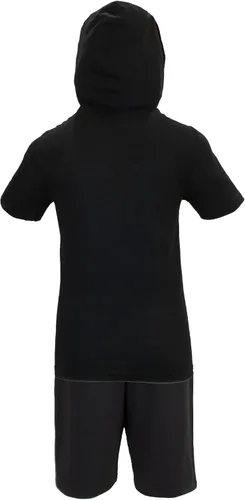 Vista 2 de Marvel Avengers - Disfraz de personajes de superhéroes para niños ligero manga corta sudadera con capucha y pantalones cortos conjunto deportivo
