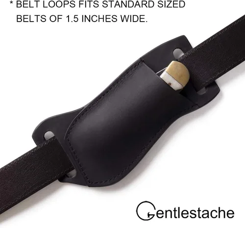 Vista 3 de Gentlestache Funda de cuero para cuchillo de bolsillo para cinturón, funda plegable para cuchillo, funda para cinturón EDC, color negro compacto