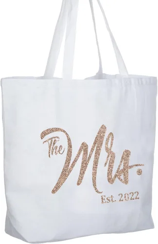 Vista 5 de ELEGANTPARK Future The Mrs. EST. 2022 - Bolso de hombro personalizado para boda, despedida de soltera, regalo de despedida de soltera, color blanco
