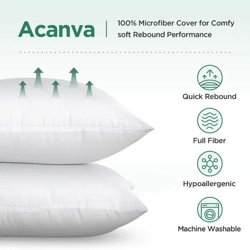 Vista 3 de Acanva Insertos de almohada cuadrados decorativos para sofá, cama, sillón y sillas, 24 x 24 (4 unidades), color blanco