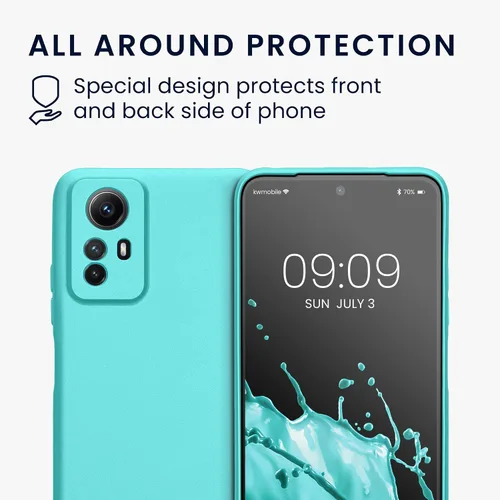 Vista 5 de kwmobile Funda para Xiaomi Redmi Note 12S - Cubierta trasera de TPU suave - con aspecto metálico - verde menta metálico