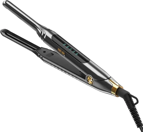 Vista 10 de Plancha de Lápiz 3/10'' Planchas Pequeñas para Cabello Corto, Corte Pixie y Flequillo, Alisador de Cabello para Bordes con Pantalla LED, Mini