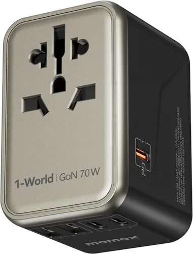 Vista 10 de MOMAX Adaptador de viaje universal, adaptador de enchufe internacional de 20 W+18 W con 2 USB-A de carga rápida y 1 USB C PD de carga rápida, 1 CA