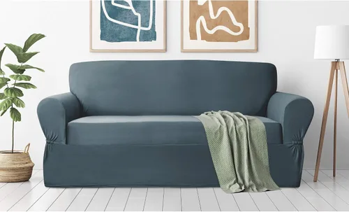 Vista 12 de Zenna Home, Funda para muebles color chocolate/marrón: Funda elástica de felpa de 1 pieza para sofá biplaza (EFCLSTCH)