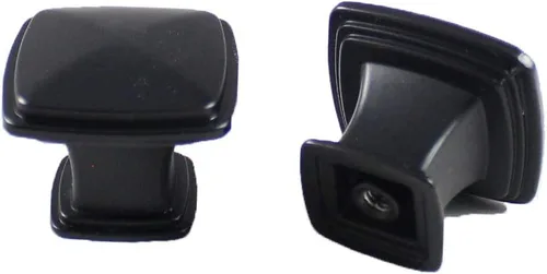 Vista 4 de Formosa Design Hardware - Paquete de manijas y perillas negras para gabinetes (5 pomos cuadrados)