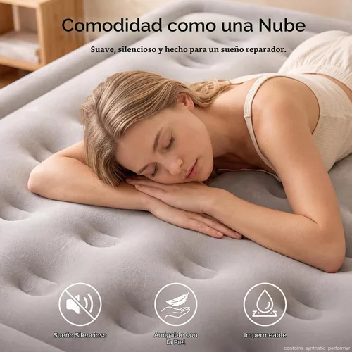 Vista 2 de OlarHike Full Air Mattress Built-in Pump，20" Air Bed for Home,600LBS Comfort Height 20" Gris