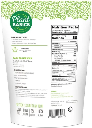 Vista 3 de Plant Basics - Proteína vegetal abundante, molida sin sabor, 1 libra, condimento a base de plantas, al igual que el pollo, 2 onzas, sin OMG, sin