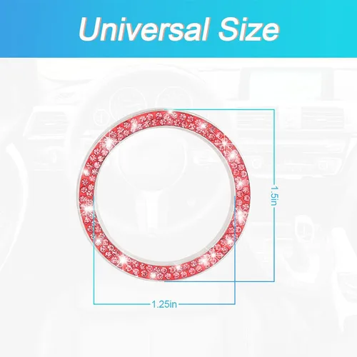 Vista 2 de Calcomanías de anillo de arranque de motor con diamantes de imitación de cristal, paquete de 2 unidades, cubierta / calcomanías para botón de Rojo