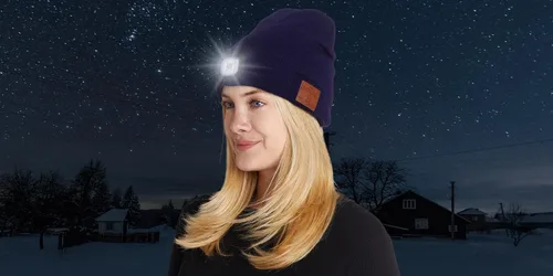 Vista 6 de BLACK DECK Gorro unisex LED Bluetooth Faro LED y auriculares estéreo inalámbricos compatibles con todos los dispositivos Bluetooth