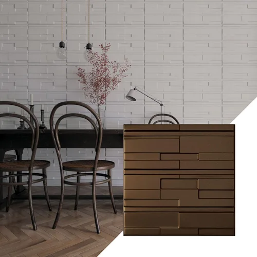 Vista 18 de Ekena Millwork 19 5/8 pulgadas de ancho x 19 5/8 pulgadas de alto, ladrillo desplazado EnduraWall decorativo 3D, cobre envejecido