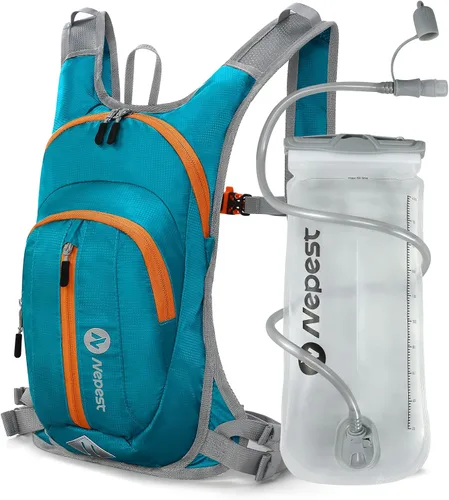 Vista 13 de Nepest Hydration Pack Backpack for Women & Men, Lightweight Water Backpack with 2L Water Bladder for Hiking Cycling Running Biking Gris-oscuro