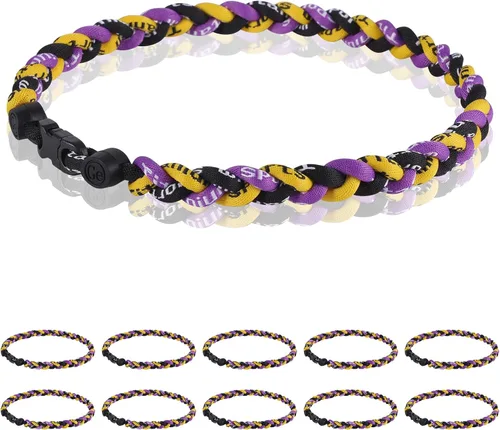Vista 24 de Paquete de 12 Collares de Béisbol de 18 Pulgadas, Regalo de Equipo para Fanáticos de Béisbol, Diseño de Cuerda Tornado de Titanio Triple Trenzado